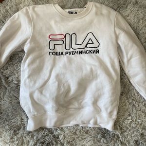 FILA x GOSHA RUBCHINSKIY CREWNECK SWEATSHIRT WHITE BLACK RED GRANT HILL SMALL S